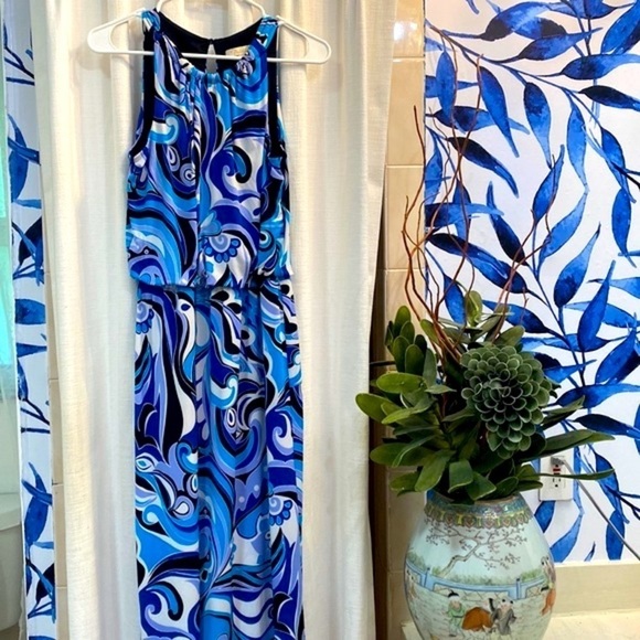 Women’s Prelude Polyester and Spandex Multi Color Sleeveless Maxi Dress Size M - Picture 1 of 9